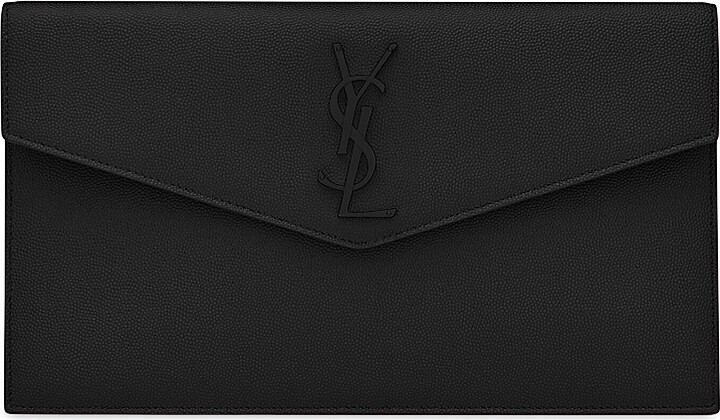 Saint Laurent Women's Uptown Pouch in Grain De Poudre Embossed Leather - Nero