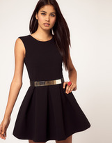 Thumbnail for your product : Aqua Floyd Dress Structured Skater with Metal Section Belt