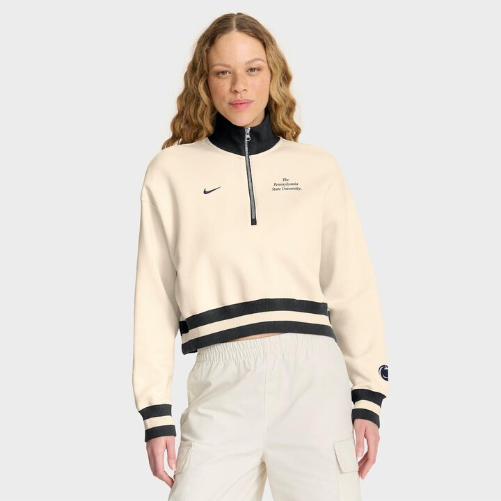 Nike Women's Cream/Navy Penn State Nittany Lions Legacy Half-Zip Sweatshirt - Cream, Navy