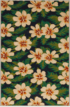 Bayou Breeze Washable Ginger Flowers Hawaiian Area Rug