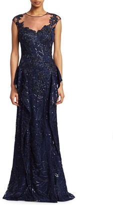 Teri Jon By Rickie Freeman Lace & Sequin Gown