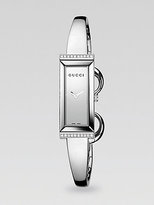 Thumbnail for your product : Gucci G-Frame Diamond & Stainless Steel Rectangular Watch/Silver