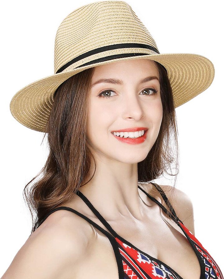 Comhats Sun Hats for Women Men Summer Panama Fedora Trilby Hat Ladies