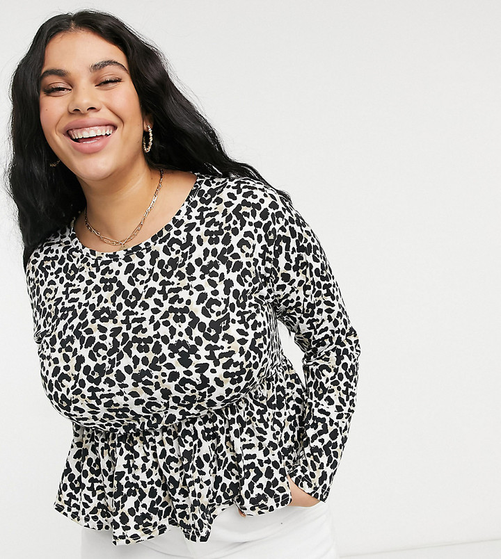 ASOS Wednesday's Girl Curve relaxed smock top with peplem hem