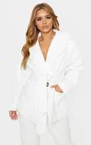 Thumbnail for your product : PrettyLittleThing Petite Cream Cord Collar Tie Waist Jacket