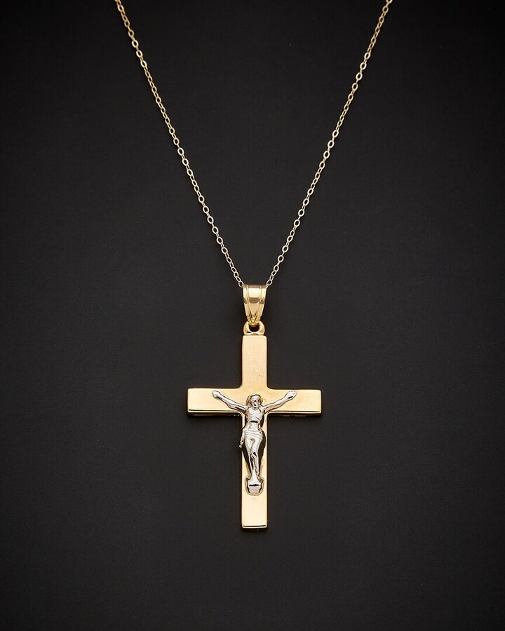Buy Silver Shoppe Jewelry Mens Sterling Silver Traditional Cross Pendant  with Italian Figaro Chain Necklace Online at desertcartINDIA