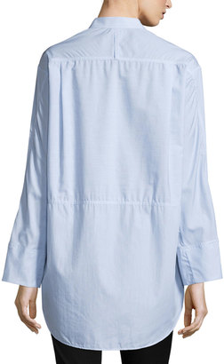 Joseph Lenny Long-Sleeve Pinstripe Poplin Shirt, Blue