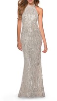 Thumbnail for your product : La Femme Fringe Sequin Gown