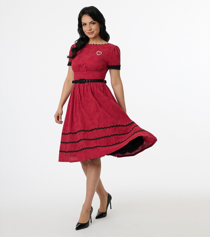 Unique Vintage 1950s Plaid Cotton Swing Dress