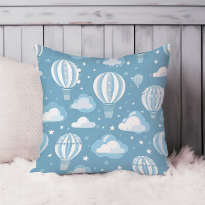 Ethan Taylor Transportation Hot Air Balloons Kids Room Children's Art II Pillow Cover