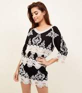 Thumbnail for your product : New Look Black Crochet 3/4 Sleeve Top