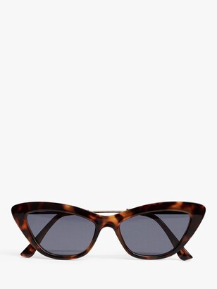 MANGO Tortoiseshell Cat's Eye Sunglasses, Dark Brown