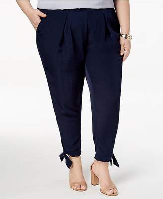 NY Collection Plus & Petite Plus Size Tapered Tie-Hem Pants