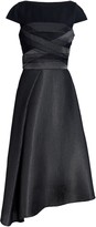 Thumbnail for your product : Amanda Wakeley Asymmetric Wool-blend Felt-paneled Mesh Midi Dress