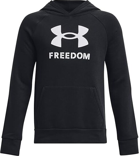 Under Armour Kids Freedom Rival Big Flag Logo Hoodie (Big Kids)  (Black/White) Boy's Clothing - ShopStyle