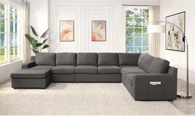 Latitude Run Linen U-Shape Sectional Sofa