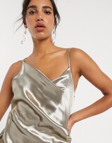 Thumbnail for your product : ASOS DESIGN DESIGN drape slip mini dress in high shine satin