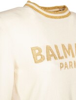 Thumbnail for your product : Balmain Logo Wool Blend Knit Cropped Sweater