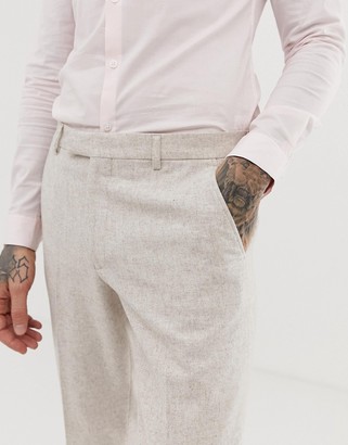 Harry Brown wedding wool blend slim fit summer tweed suit pants