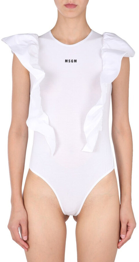 MSGM Logo Ruffled Bodysuit - ShopStyle Short Sleeve Tops