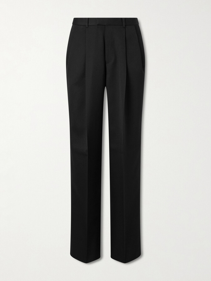 Givenchy Straight-Leg Pleated Grain De Poudre Wool Trousers