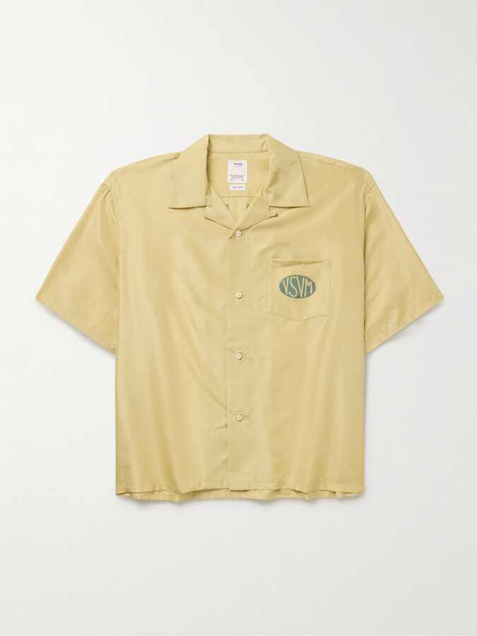 Visvim Crosby Convertible-Collar Logo-Print Silk Shirt