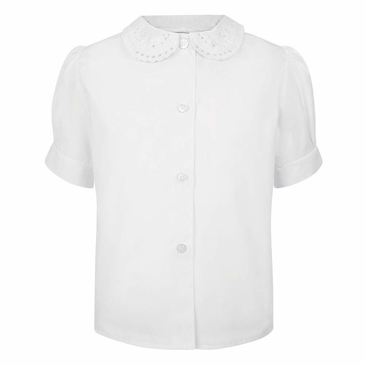 School Uniform 365 Zeco School Uniform Girls Short Sleeve Lace Collar