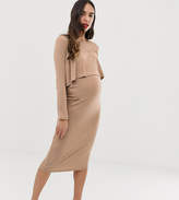 Thumbnail for your product : Bluebelle Maternity midi 2 in 1 dress in taupe