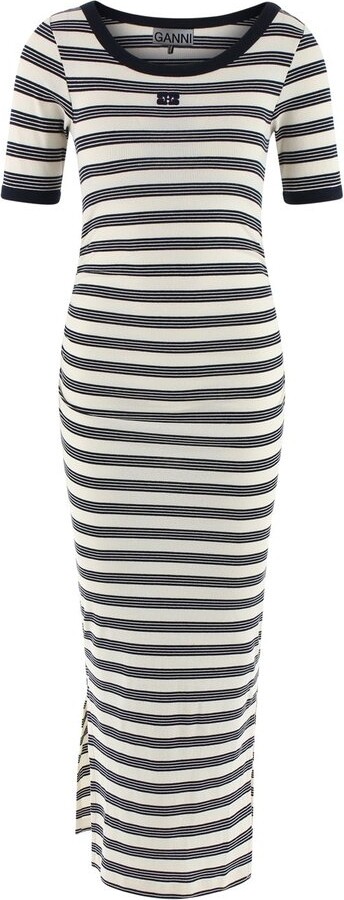 Ganni Striped Maxi T-Shirt Dress