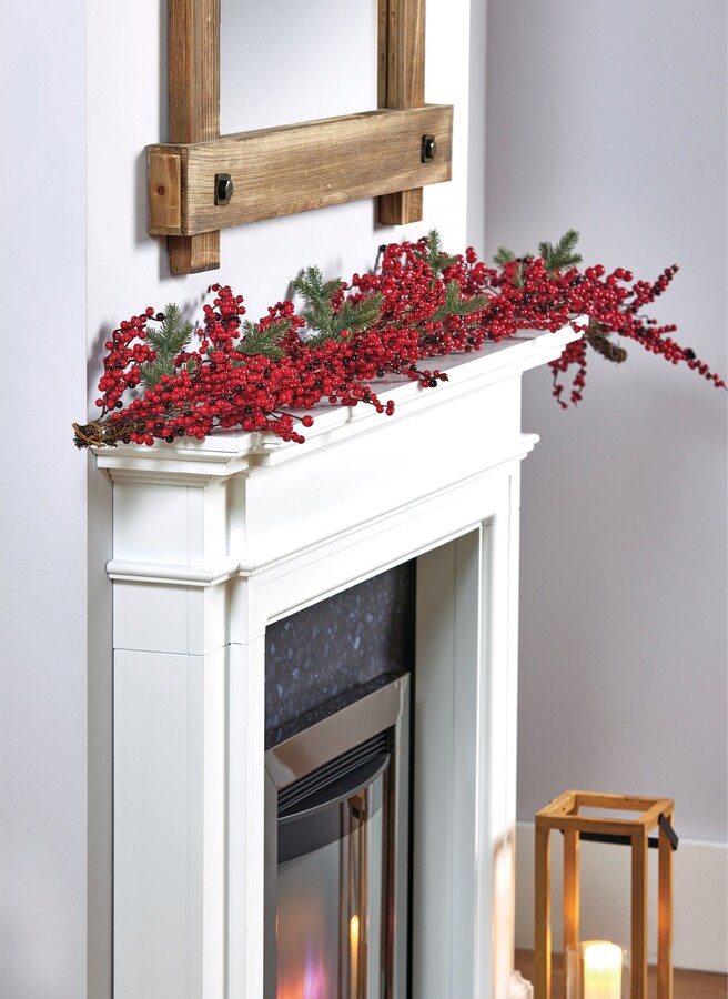 Red Berry Garland,Flexible Artificial Red Blackberry Burgundy