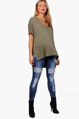 boohoo Maternity Over The Bump Ripped Skinny Jeans