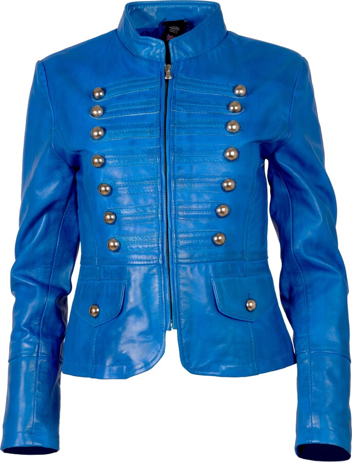 Aviatrix Women’s Real Leather Military Parade Jacket with Decorative