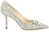 Thumbnail for your product : Jimmy Choo Saresa Glitter Pumps With Crystal Buckle 85