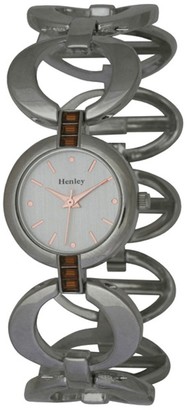 Henley Women's Circle Link Fashion Quartz Watch with Silver Dial Analogue Display and Silver Stainless Steel Plated Bracelet H07190.4
