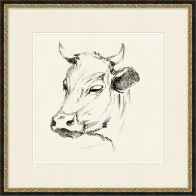 Wendover Art Group Country Cow Sketches 3 - Picture Frame Drawing Print on Paper