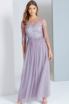 Thumbnail for your product : Little Mistress Little Mistress Grey Lace And Embroidered Maxi Dress