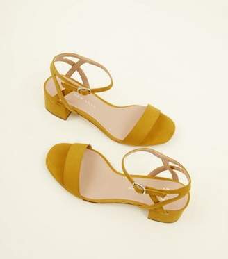 New Look Girls Mustard Suedette Block Heel Sandals