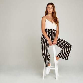 Apricot Black Striped Belted Trousers