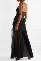 Thumbnail for your product : Elie Saab Paneled Georgette, Lace And Point D'esprit Gown - Black