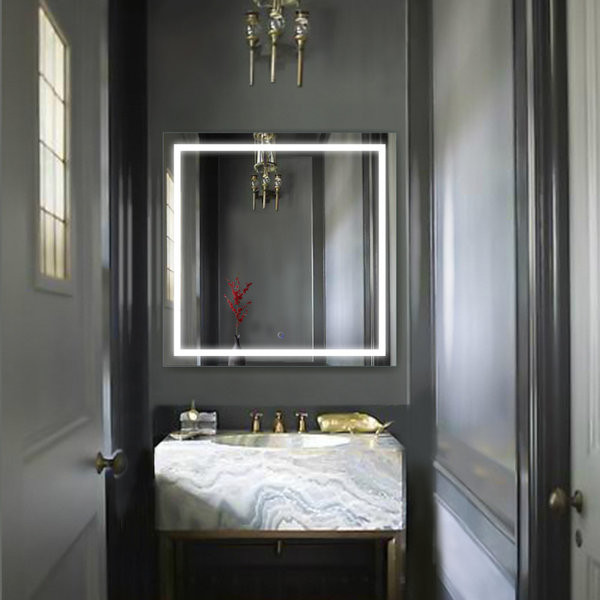 Krugg LED Lighted Bathroom Mirror Wall Mount w/ Defogger & Dimmer, 36