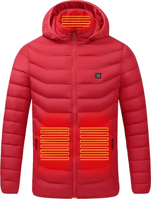 FunAloe Heated Jackets For Men Women Uk Warm Zip Up Long Sleeve Stand  Collar 9 Heating Gilet Winter Plain Color With Hood Charging Via Coat With  Pockets Plus Size Outdoor Working Skiing