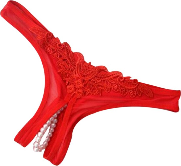 Zhouba Women S Sexy Lace Thongs G String V String Panties Knickers Lingerie Underwear Red