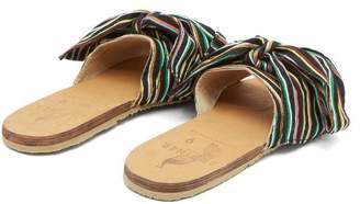 Brother Vellies X Ace & Jig Burkina Striped Bow Slides - Womens - Black Multi