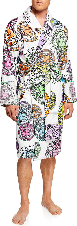 afdeling bereik Pigment Versace Men's Multicolor Medusa-Print Cotton Robe - ShopStyle