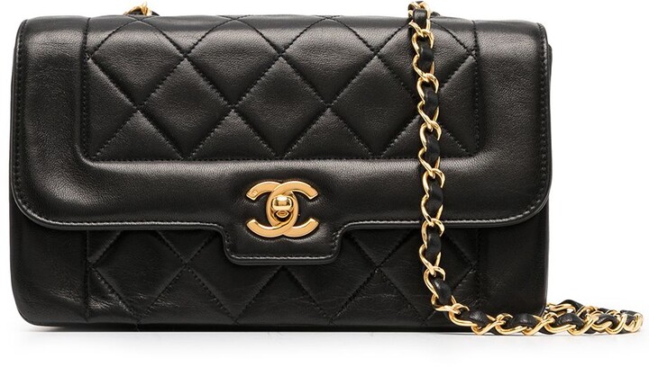 Chanel Pre-owned 1991 CC Diamond-Quilted Shoulder Bag - Black