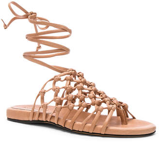 Alumnae ALUMNAE Knotted Leather Ankle Wrap Sandals in Blush | FWRD