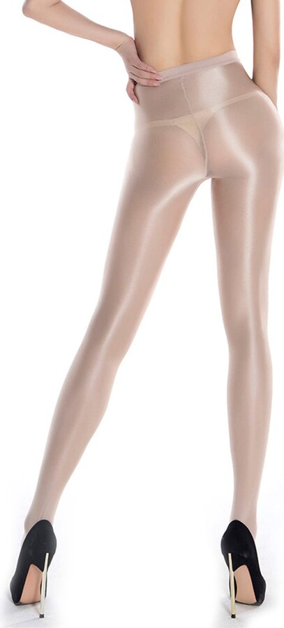 HTRUIYA Women's Sheer Reflective Shiny Silk Pantyhose 70D Flash