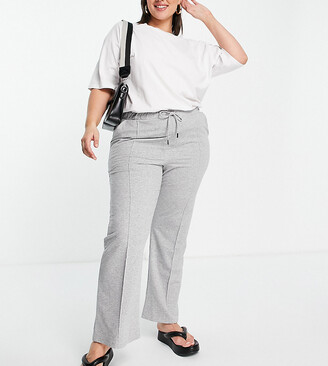 ASOS Curve DESIGN Curve flare jogger with pintuck in grey marl