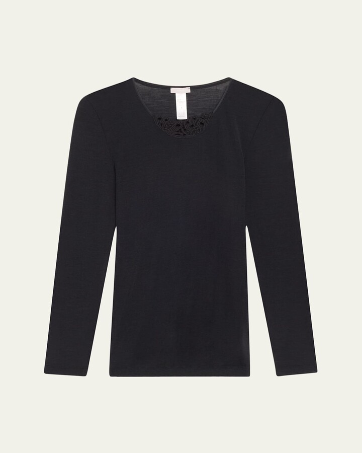 Hanro Embroidered Long-Sleeve Woolen Shirt