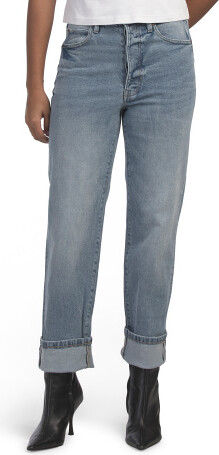 TJMAXX Vintage Comfort Big Cuff Jeans For Women, Spandex/Cotton